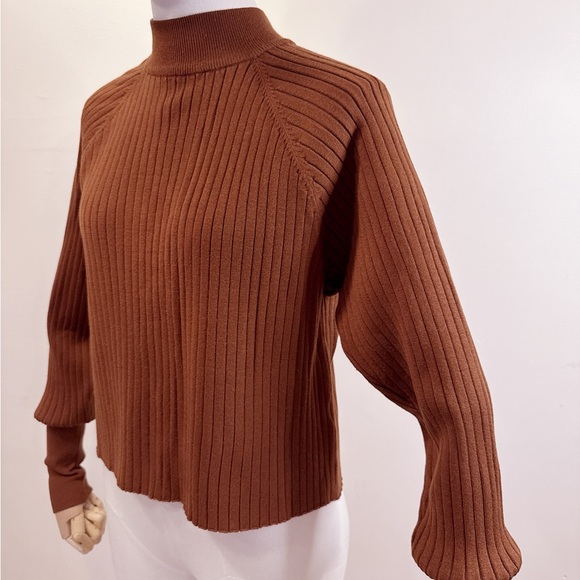 Zara Brown Knit Button-Back Top - Picture 2 of 7